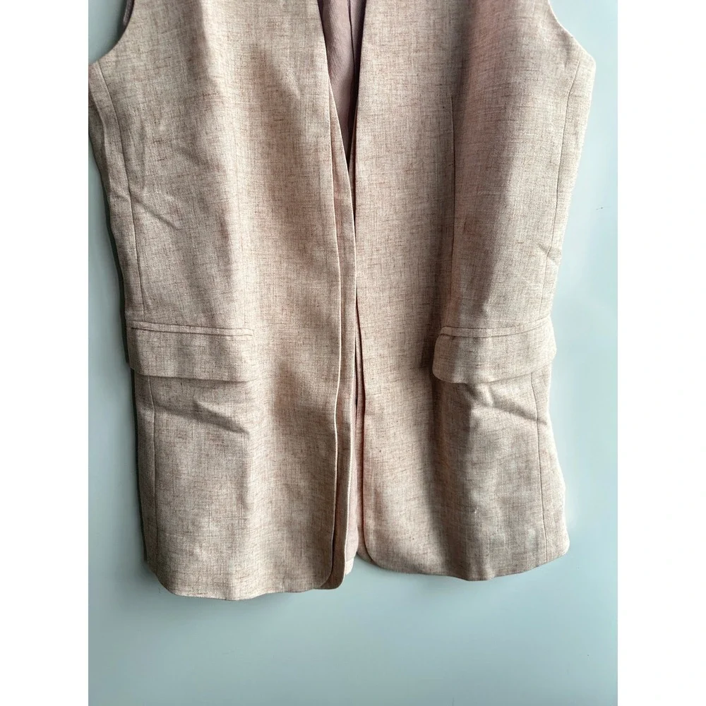 Untaggable Tunic Vest Sleeveless Blazer Blush Minimalist Layering Chic‎ NEW